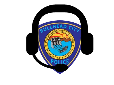 police department patch with a 911 headset over it