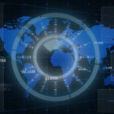 Global map with GIS icon image