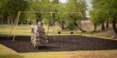 The Playground and Swing Set at Dean Hacket Park 