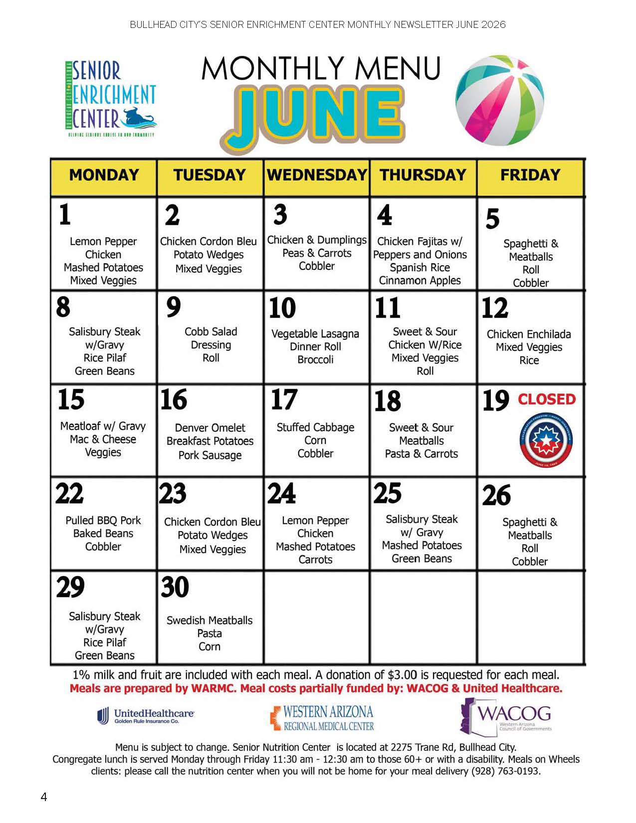 June Menu