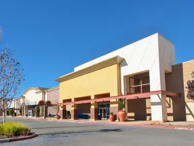 New commercial retail center strip mall buildings with no signage