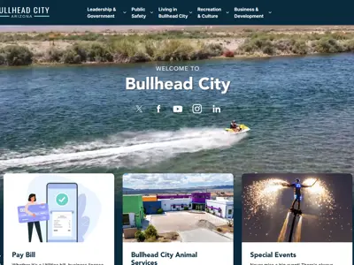 Screenshot of website front page